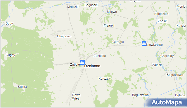 mapa Zucielec, Zucielec na mapie Targeo