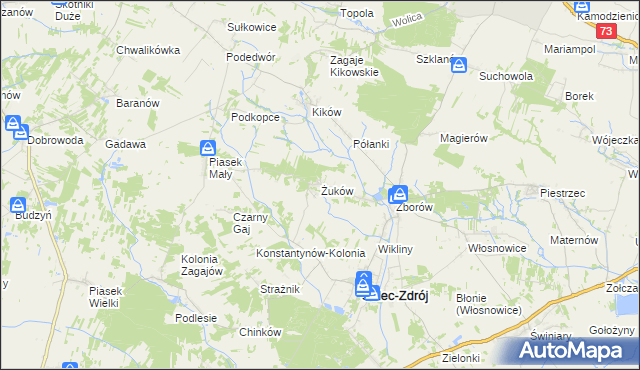 mapa Żuków gmina Solec-Zdrój, Żuków gmina Solec-Zdrój na mapie Targeo