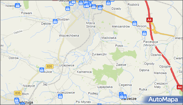 mapa Żurawiczki, Żurawiczki na mapie Targeo
