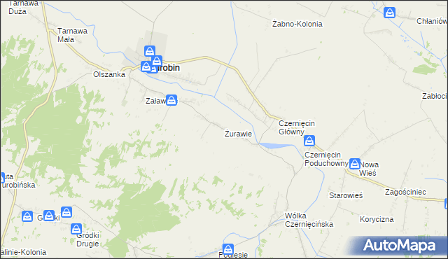 mapa Żurawie gmina Turobin, Żurawie gmina Turobin na mapie Targeo