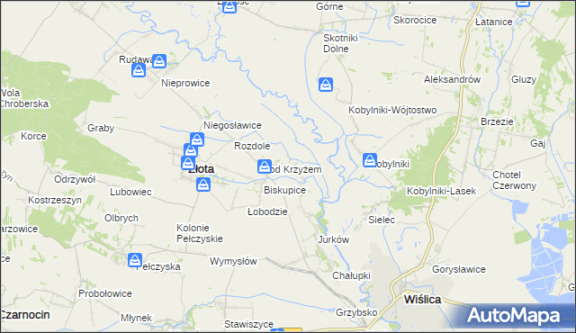mapa Żurawniki gmina Złota, Żurawniki gmina Złota na mapie Targeo