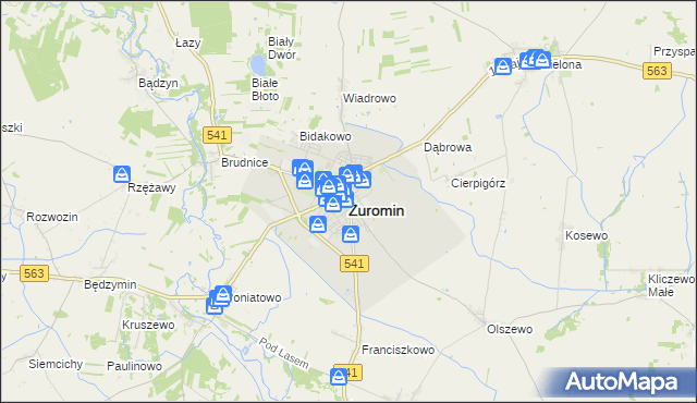 mapa Żuromin, Żuromin na mapie Targeo