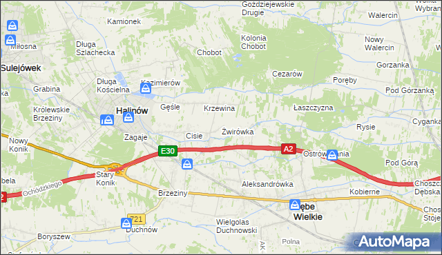 mapa Żwirówka, Żwirówka na mapie Targeo