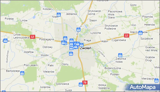 mapa Zwoleń, Zwoleń na mapie Targeo