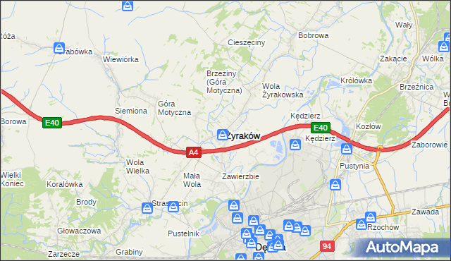 mapa Żyraków, Żyraków na mapie Targeo