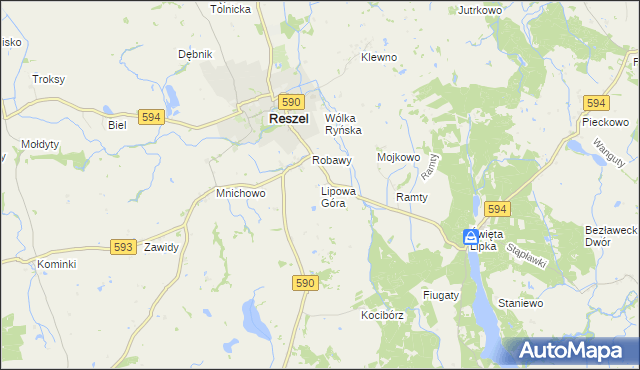 mapa Lipowa Góra gmina Reszel, Lipowa Góra gmina Reszel na mapie Targeo