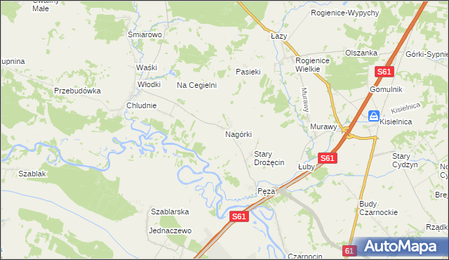 mapa Nagórki gmina Piątnica, Nagórki gmina Piątnica na mapie Targeo