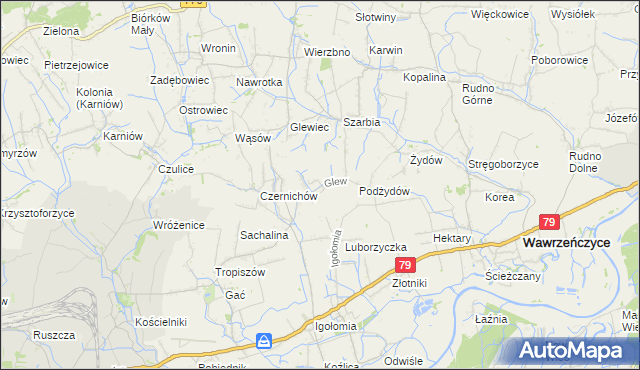 mapa Glew, Glew na mapie Targeo