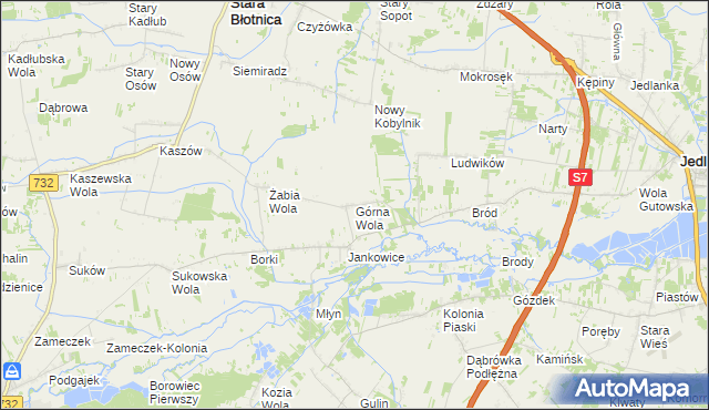 mapa Górna Wola gmina Jedlińsk, Górna Wola gmina Jedlińsk na mapie Targeo