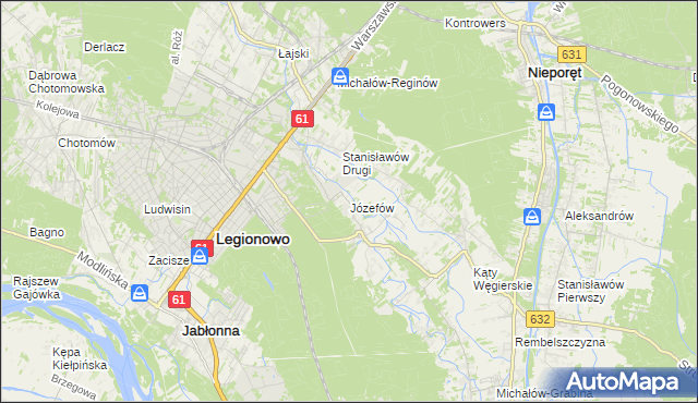 mapa Józefów gmina Nieporęt, Józefów gmina Nieporęt na mapie Targeo