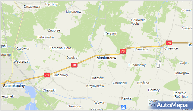 mapa Moskorzew, Moskorzew na mapie Targeo