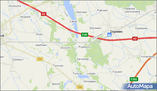 mapa Podłoziny, Podłoziny na mapie Targeo