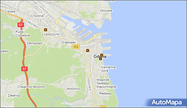 mapa Gdyni, Gdynia na mapie Targeo