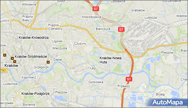 mapa Nowa Huta gmina Kraków, Nowa Huta gmina Kraków na mapie Targeo