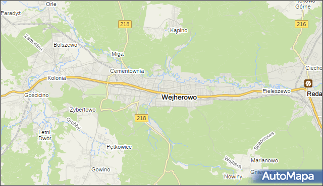 mapa Wejherowo, Wejherowo na mapie Targeo