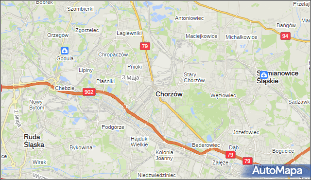mapa Chorzów, Chorzów na mapie Targeo