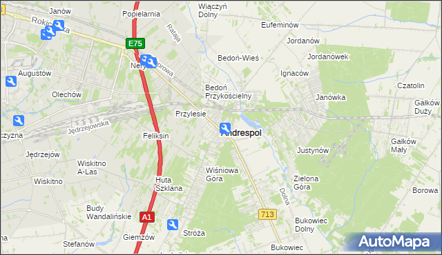 mapa Andrespol, Andrespol na mapie Targeo