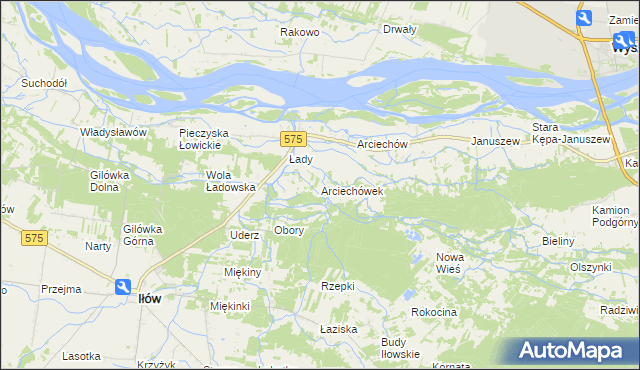 mapa Arciechówek, Arciechówek na mapie Targeo