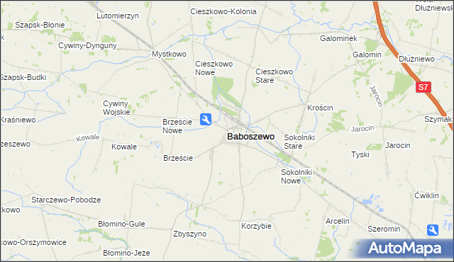 mapa Baboszewo, Baboszewo na mapie Targeo