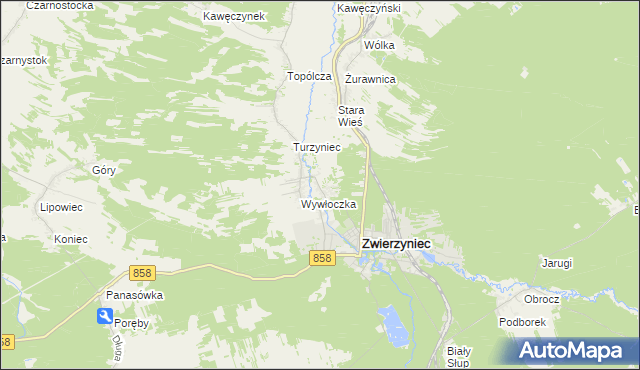 mapa Bagno gmina Zwierzyniec, Bagno gmina Zwierzyniec na mapie Targeo