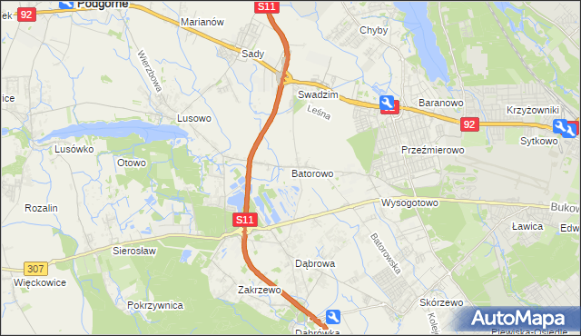 mapa Batorowo gmina Tarnowo Podgórne, Batorowo gmina Tarnowo Podgórne na mapie Targeo