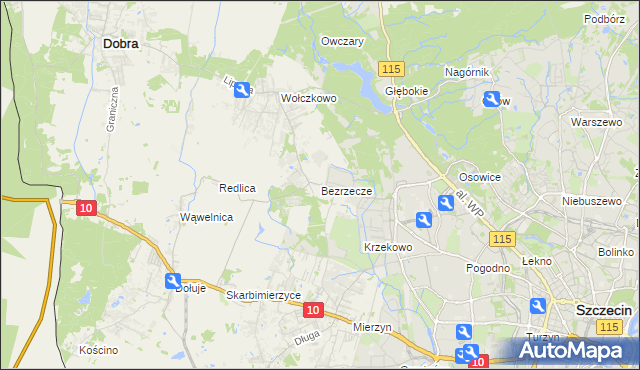 mapa Bezrzecze, Bezrzecze na mapie Targeo
