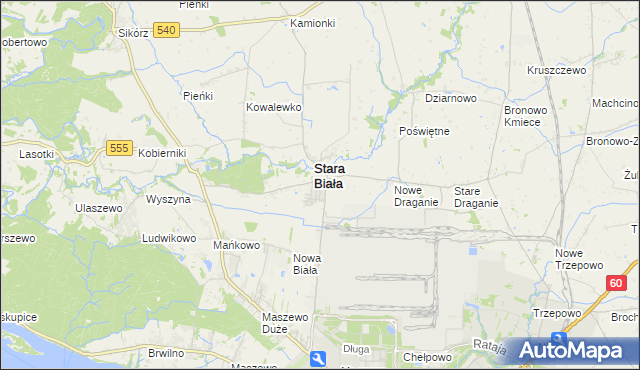 mapa Biała gmina Stara Biała, Biała gmina Stara Biała na mapie Targeo