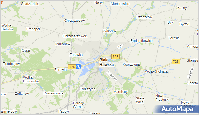 mapa Biała Rawska, Biała Rawska na mapie Targeo