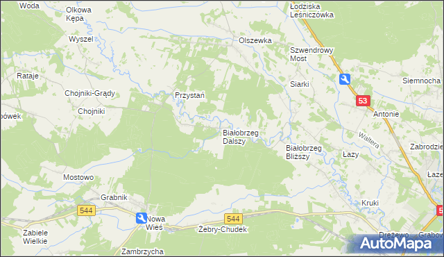 mapa Białobrzeg Dalszy, Białobrzeg Dalszy na mapie Targeo