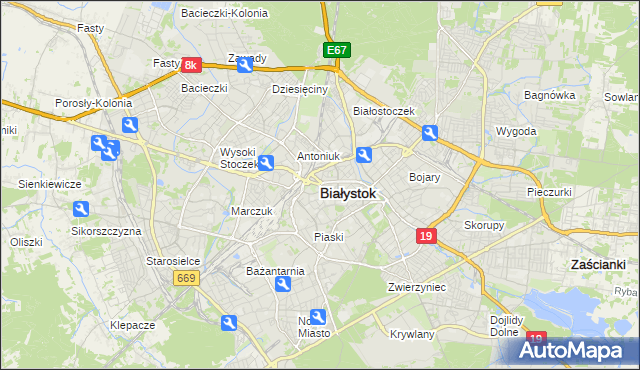 mapa Białegostoku, Białystok na mapie Targeo