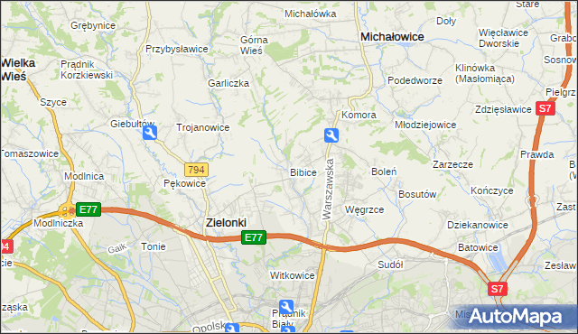 mapa Bibice, Bibice na mapie Targeo