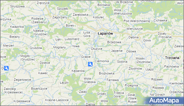 mapa Boczów gmina Łapanów, Boczów gmina Łapanów na mapie Targeo