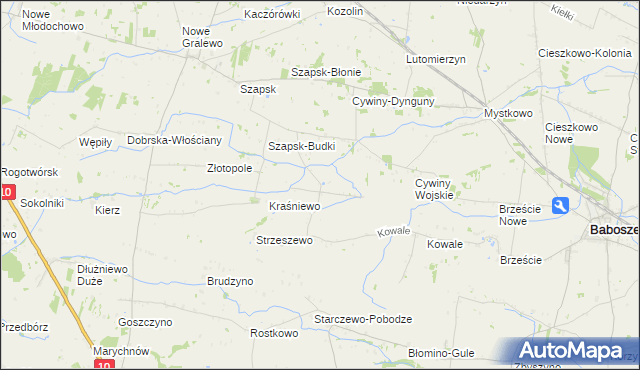 mapa Bożewo gmina Baboszewo, Bożewo gmina Baboszewo na mapie Targeo