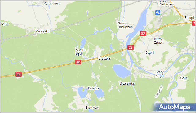 mapa Brzózka gmina Krosno Odrzańskie, Brzózka gmina Krosno Odrzańskie na mapie Targeo