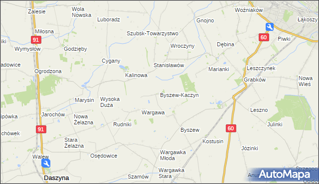 mapa Byszew-Kaczyn, Byszew-Kaczyn na mapie Targeo