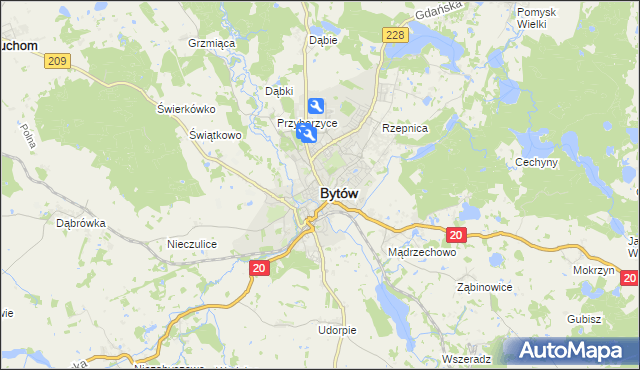 mapa Bytów, Bytów na mapie Targeo