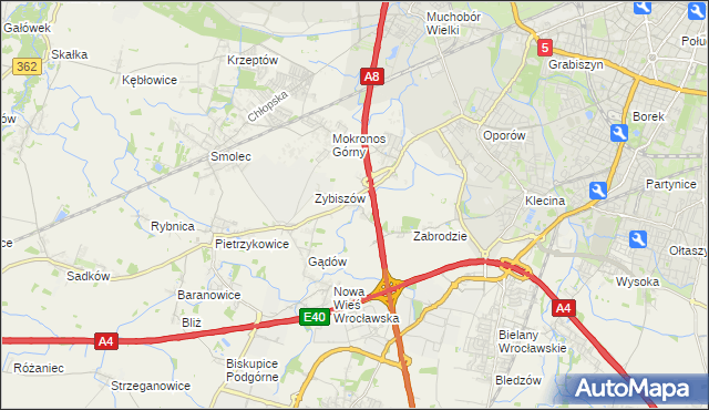mapa Cesarzowice gmina Kąty Wrocławskie, Cesarzowice gmina Kąty Wrocławskie na mapie Targeo
