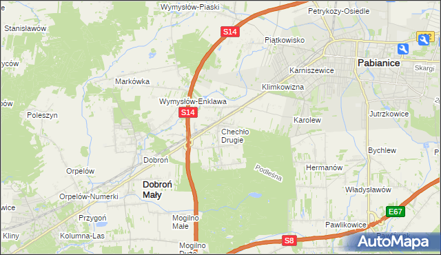 mapa Chechło Drugie, Chechło Drugie na mapie Targeo