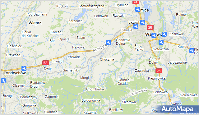 mapa Chocznia, Chocznia na mapie Targeo