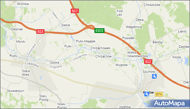 mapa Chrząchów, Chrząchów na mapie Targeo