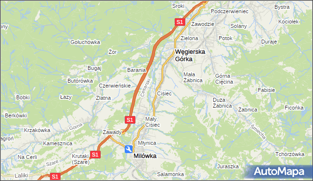 mapa Cisiec, Cisiec na mapie Targeo