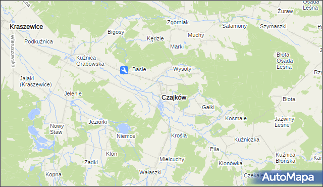 mapa Czajków powiat ostrzeszowski, Czajków powiat ostrzeszowski na mapie Targeo