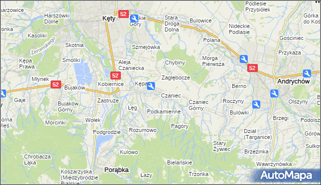 mapa Czaniec, Czaniec na mapie Targeo