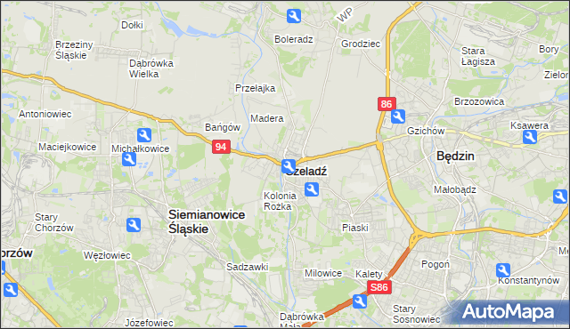 mapa Czeladź, Czeladź na mapie Targeo