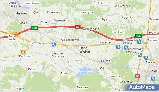 mapa Dębe Wielkie, Dębe Wielkie na mapie Targeo