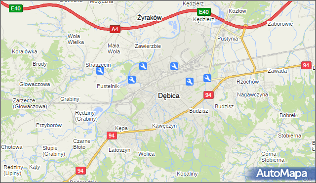 mapa Dębicy, Dębica na mapie Targeo