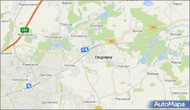 mapa Długołęka powiat wrocławski, Długołęka powiat wrocławski na mapie Targeo