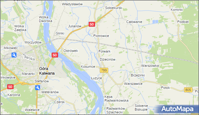 mapa Dziecinów gmina Sobienie-Jeziory, Dziecinów gmina Sobienie-Jeziory na mapie Targeo