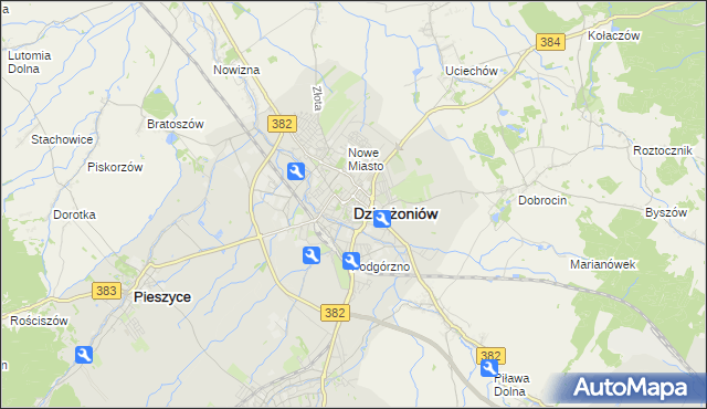 mapa Dzierżoniów, Dzierżoniów na mapie Targeo