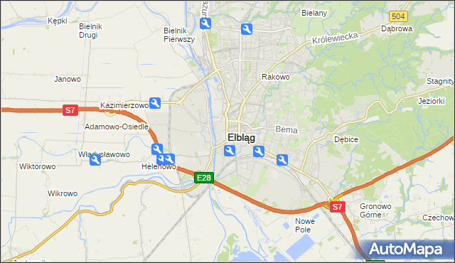 mapa Elbląga, Elbląg na mapie Targeo